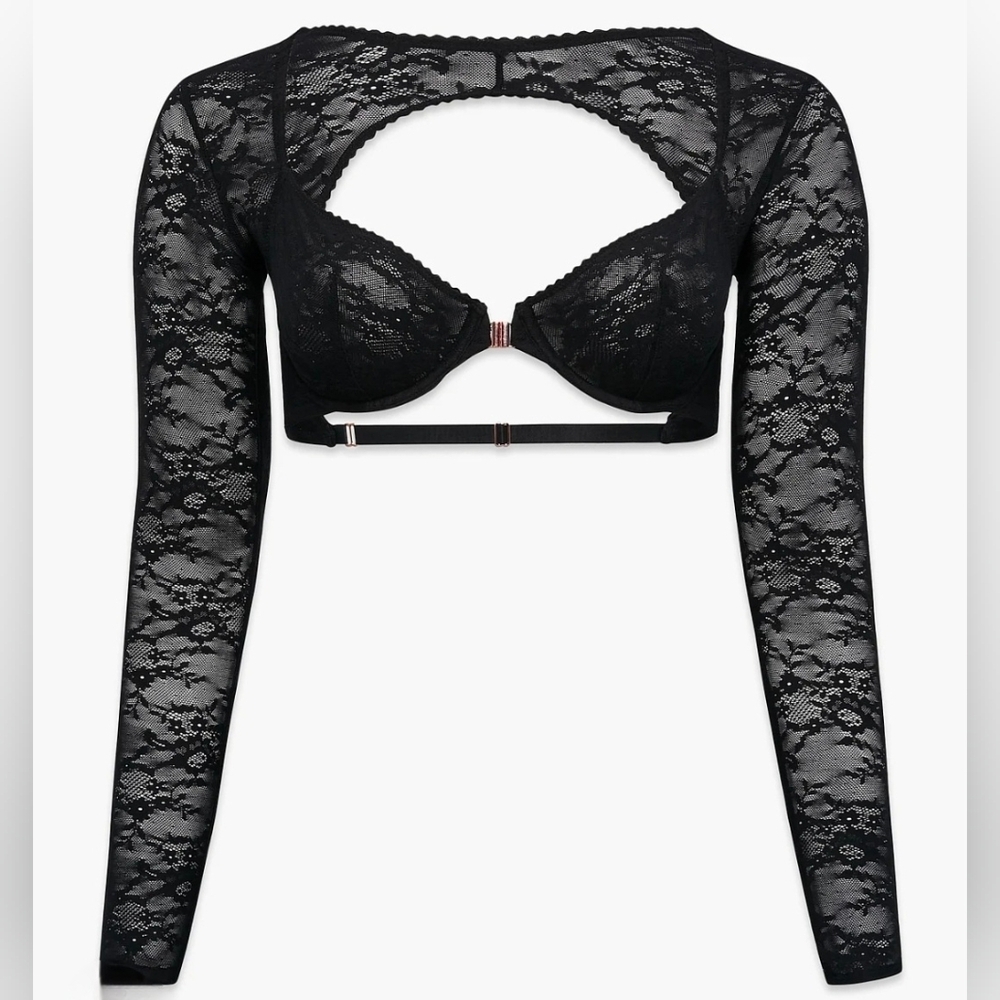 Savage X Fenty Black Lace Long Sleeve Bralette
